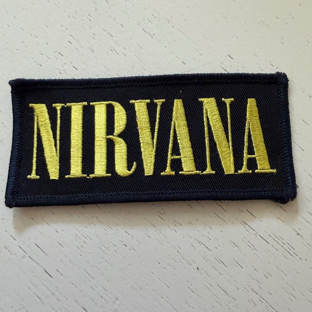 NIRVANA Patch Black Yellow Logo‎ Embroidered 2004 Licensed Unisex Small